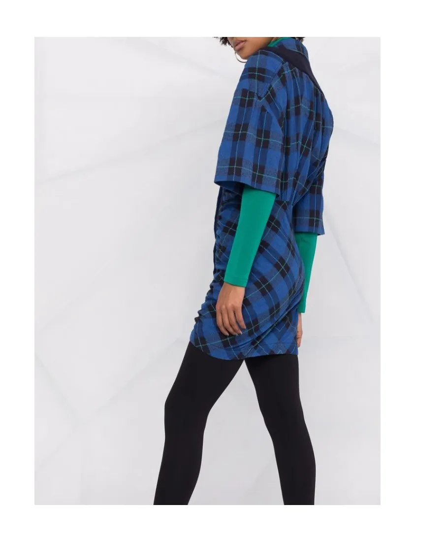 Ruched Check Shirt-Dress