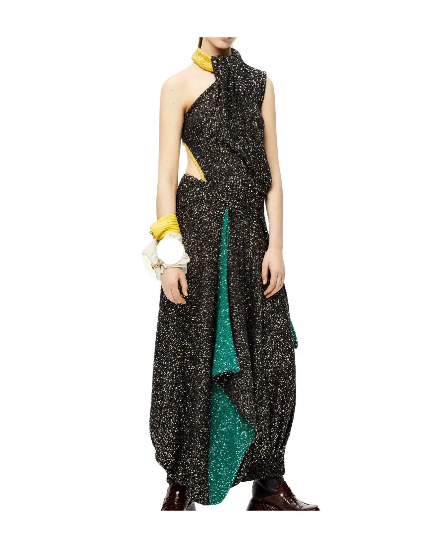 Black Sequined Knitted Dress