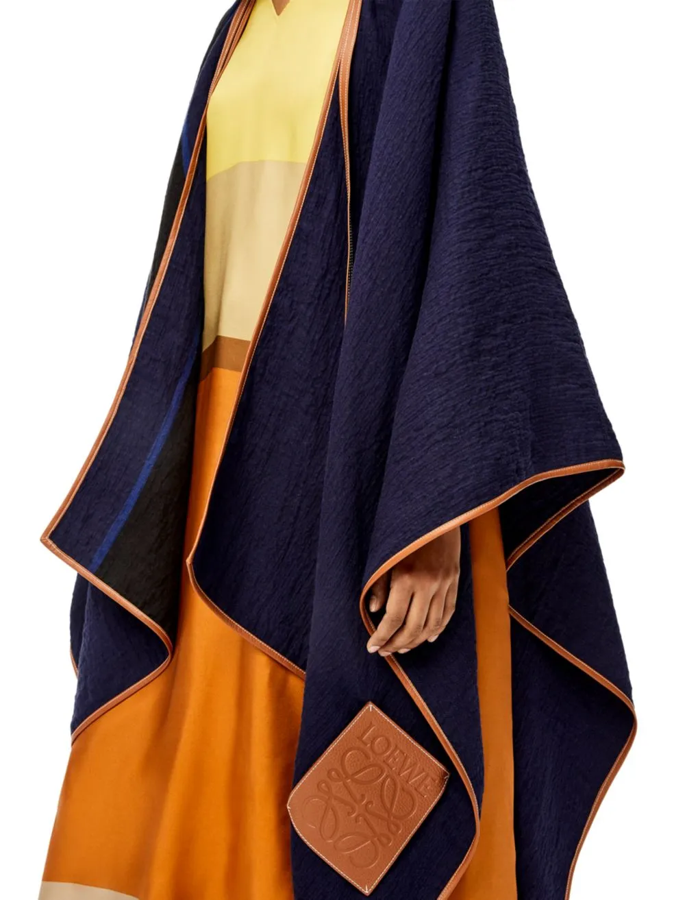 Striped Linen Blended Letter Cloak