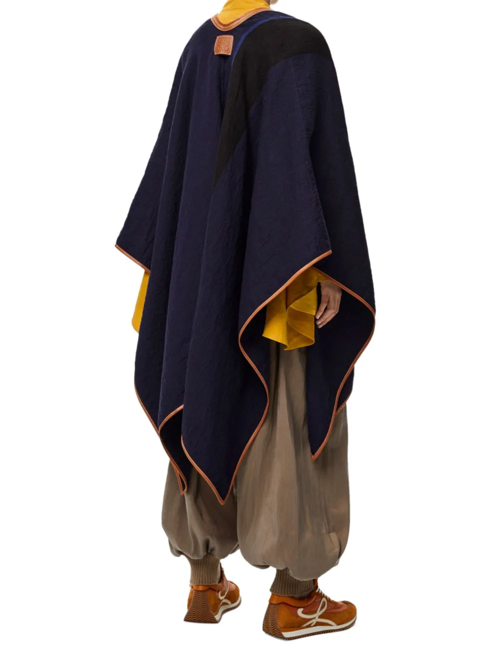 Striped Linen Blended Letter Cloak