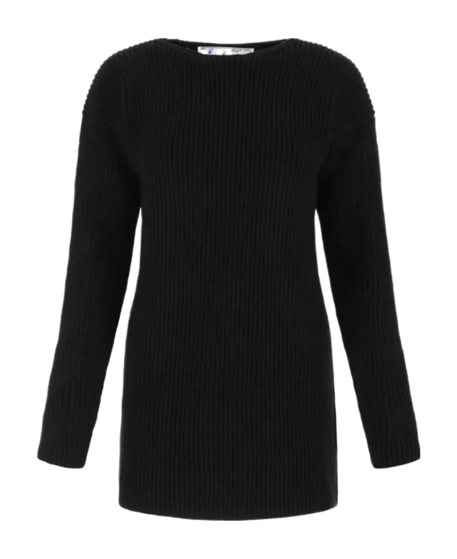 Off-White Ribbed-Knit Crewneck Jumper