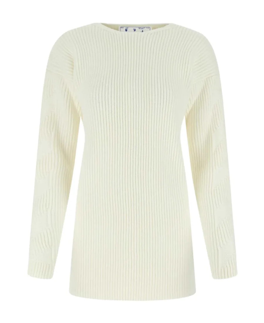 Off-White Ribbed-Knit Crewneck Jumper
