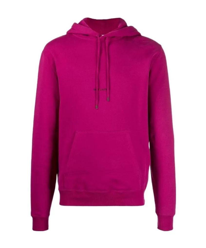 Saint Laurent Logo Printed Drawstring Hoodie