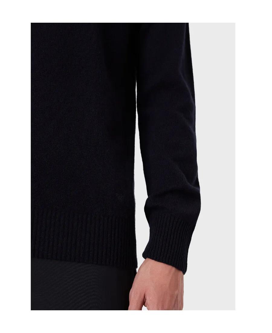 Emporio Armani Logo Embroidered Ribbed Turtleneck Jumper