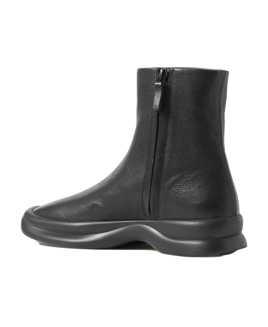 Black Round-Headed Ankle Boots