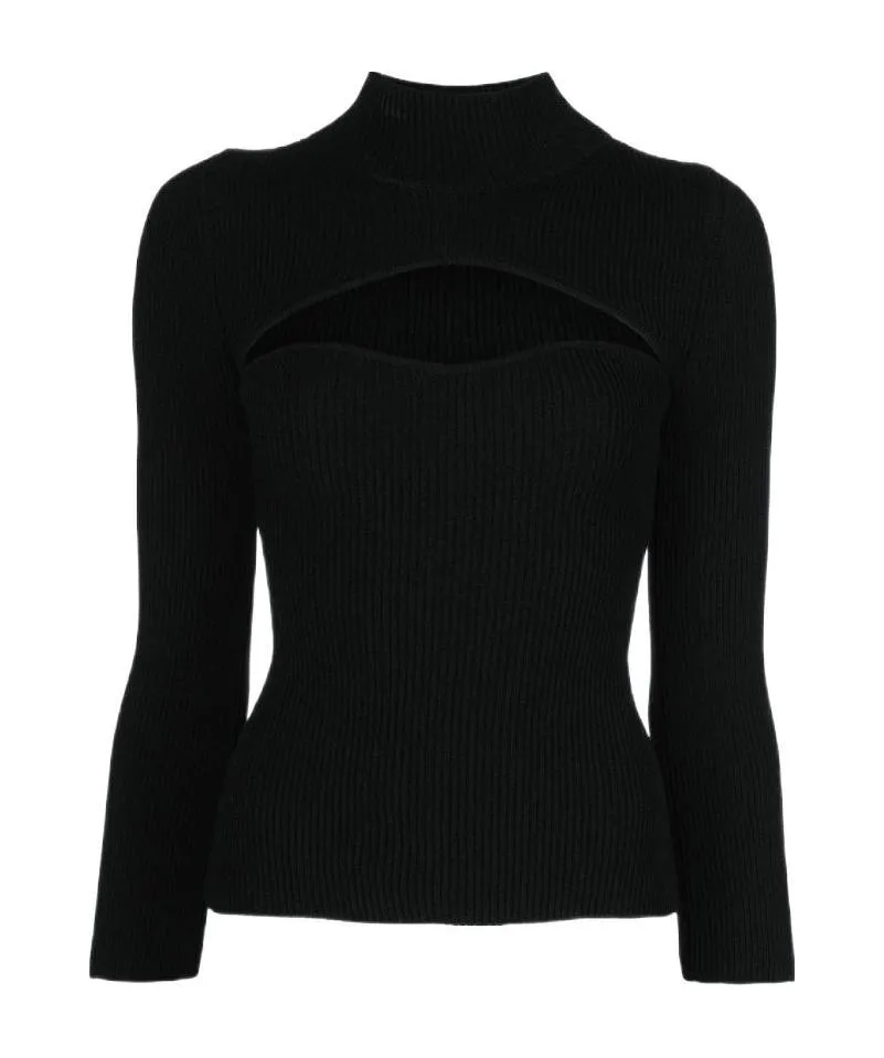Angela Cut-Out Ribbed-Knit Top