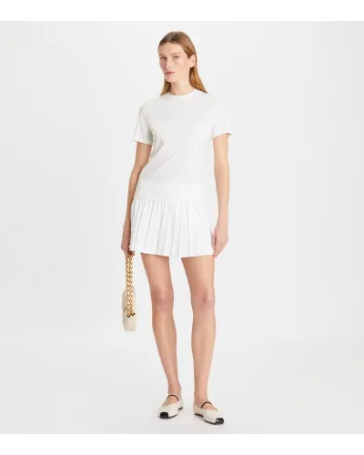 Tory Burch Logo Embroidered Crewneck T-Shirt