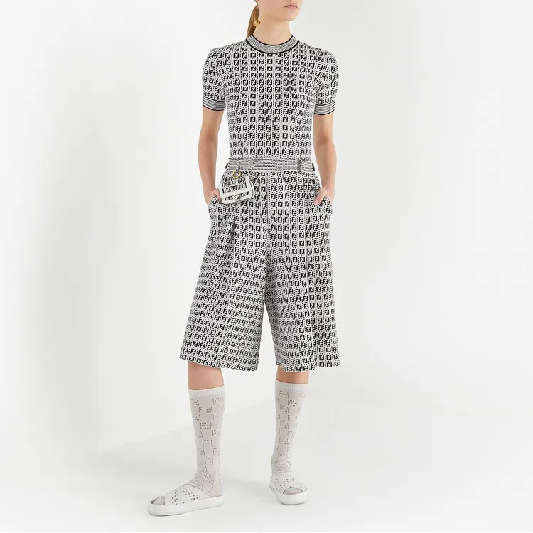Ff Pattern Straight Tube Trousers