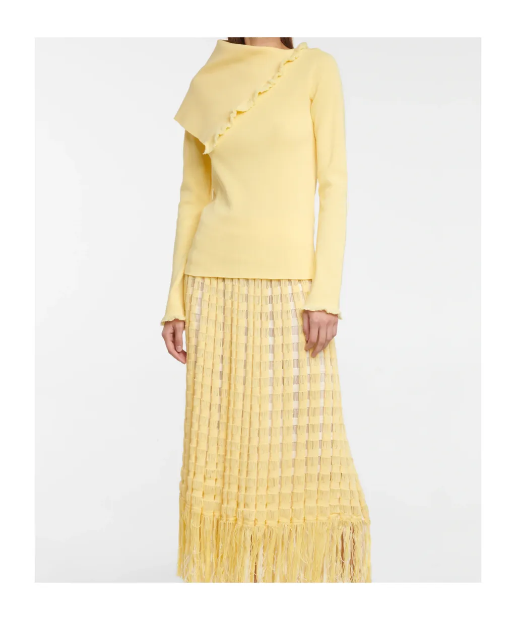 Irregular Neckline Knitted Pullover