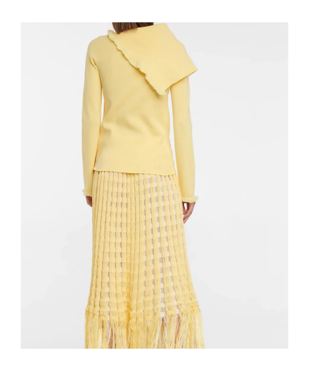 Irregular Neckline Knitted Pullover