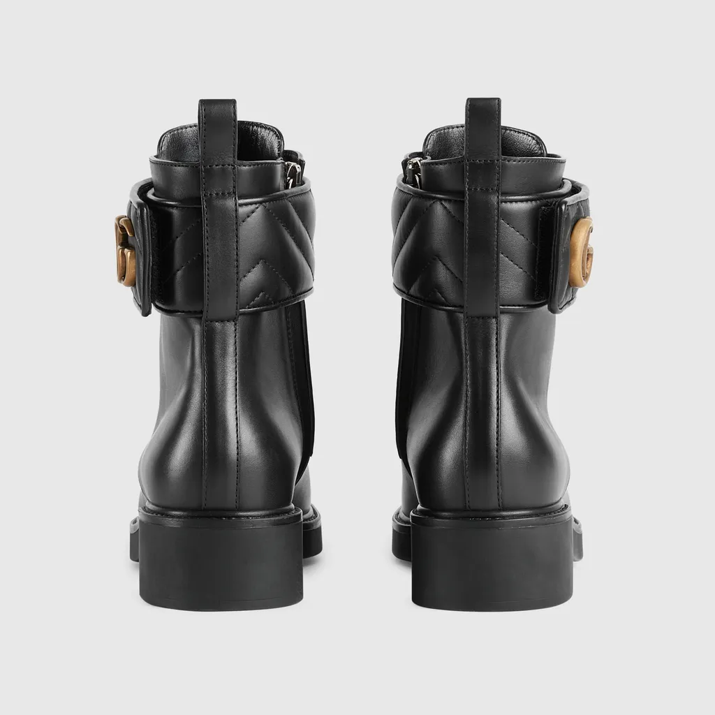 Gucci Logo Plaque Lace-Up Ankle Boots