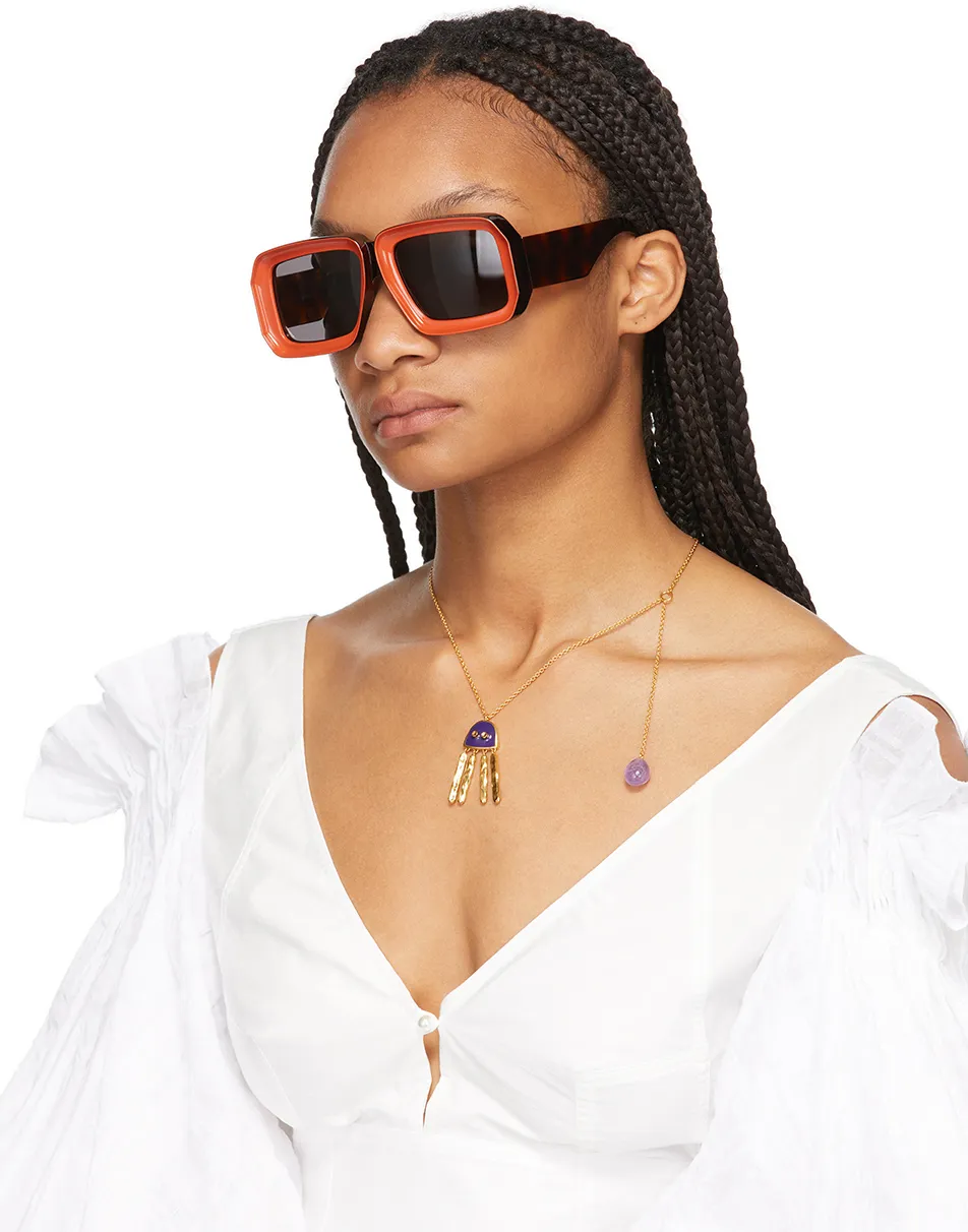 Square-Frame Two-Tone Sunglasses