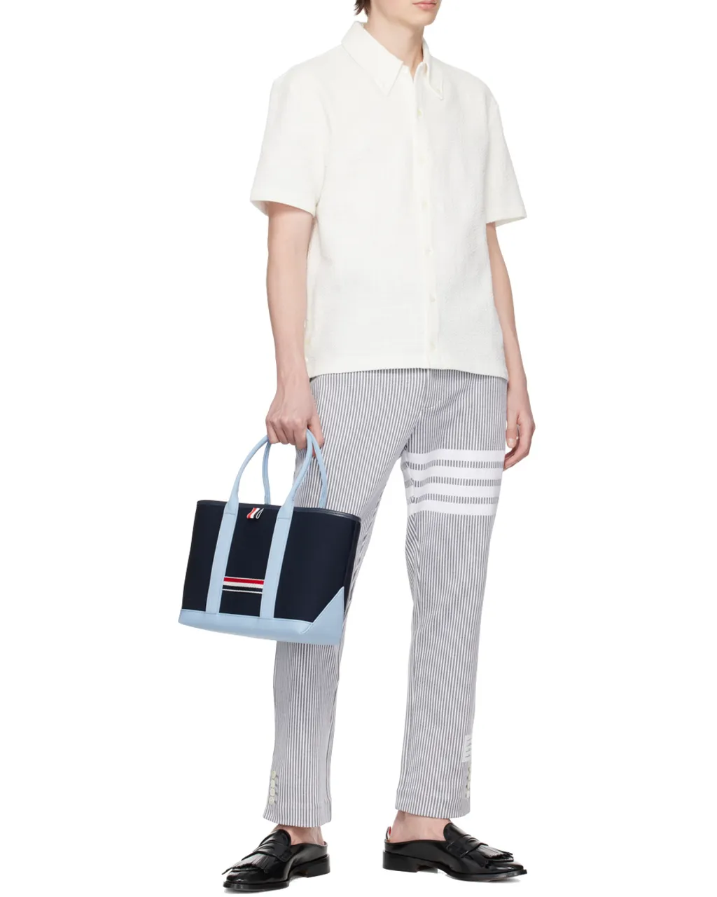 Thom Browne Stripe Detailed Tote Bag