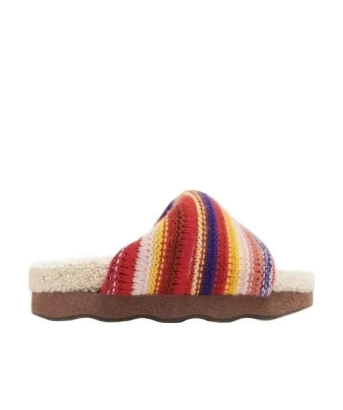 Wavy Shearling Sandals