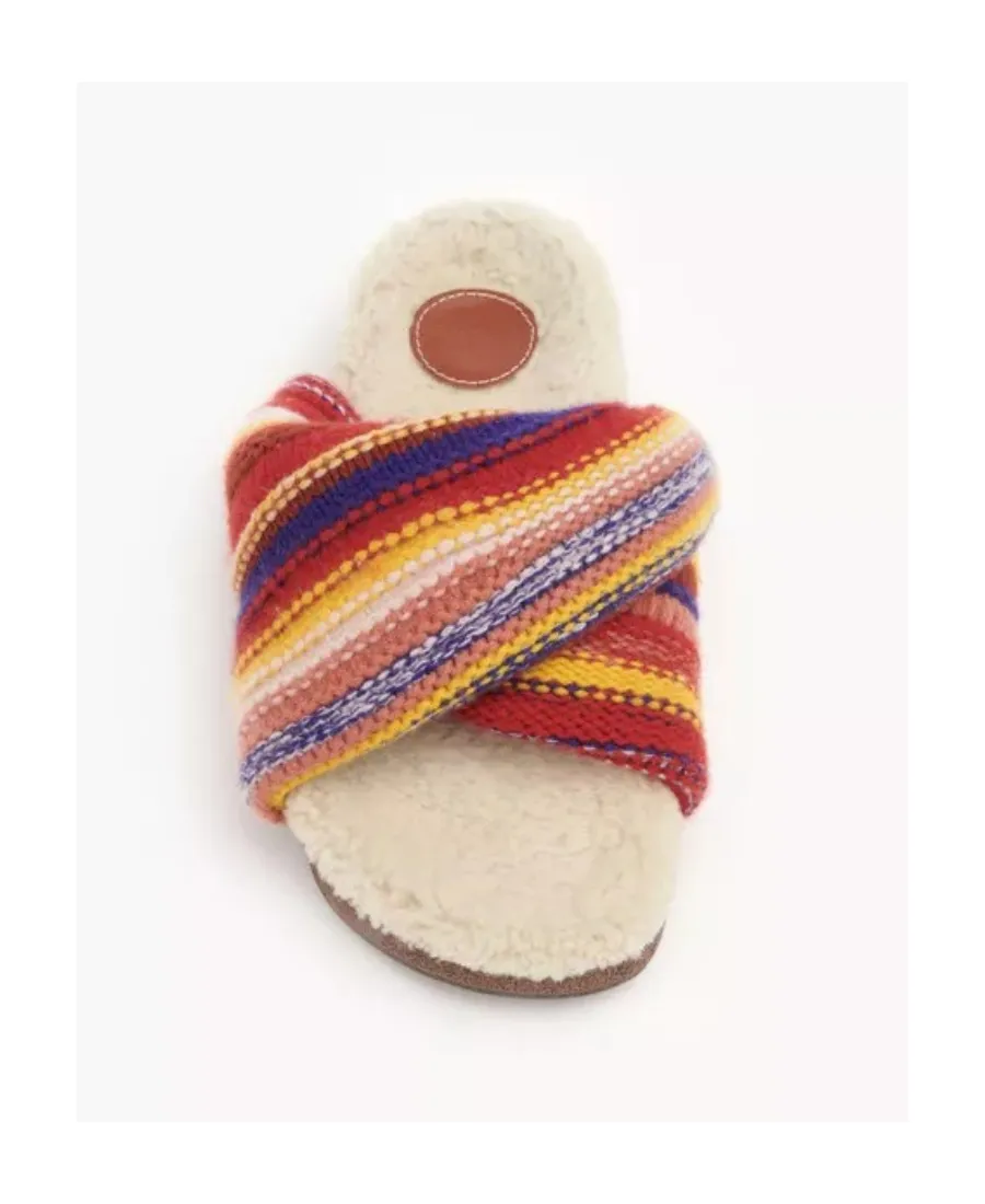 Wavy Shearling Sandals