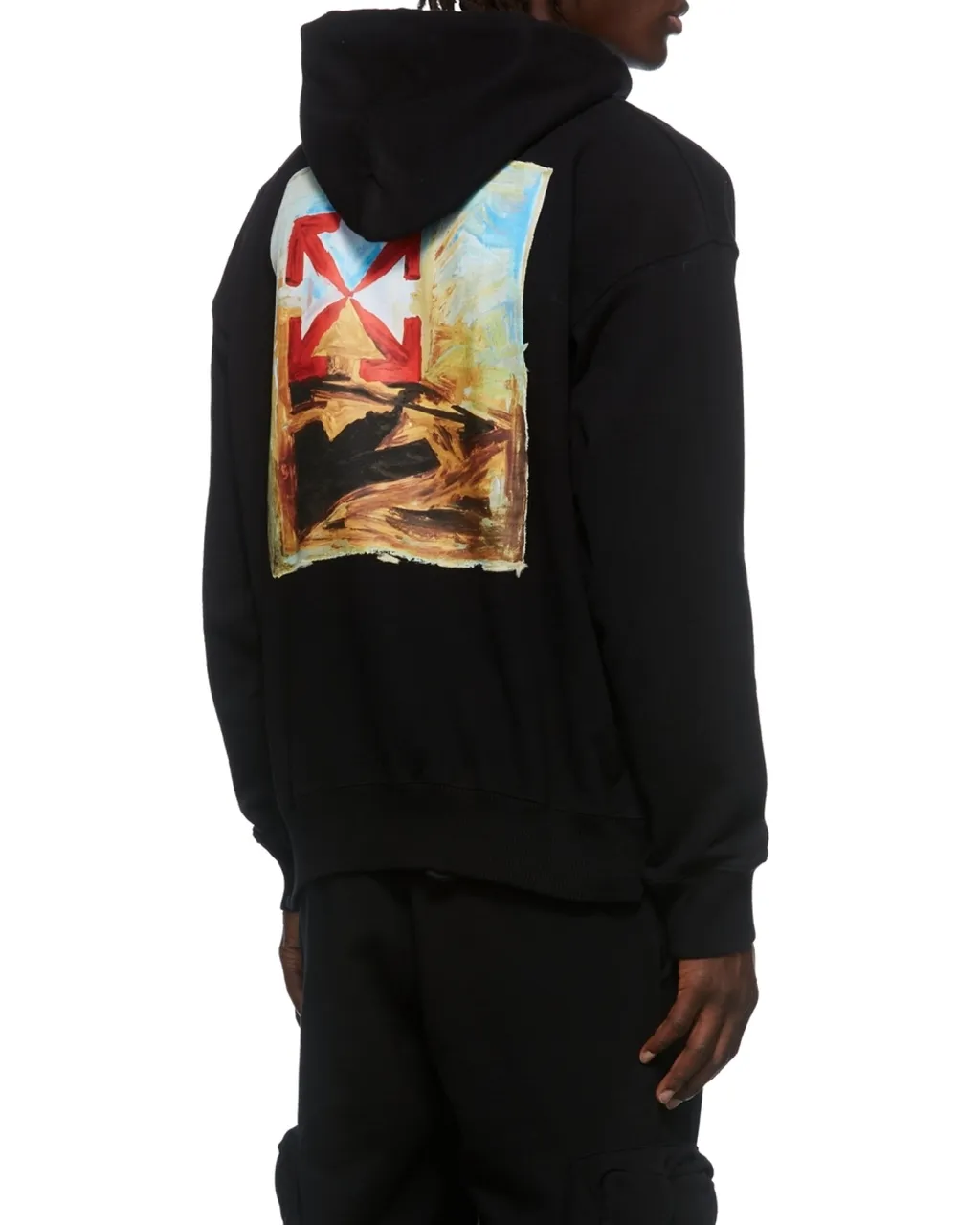 Logo-Print Arrow Painterly-Print Hoodie