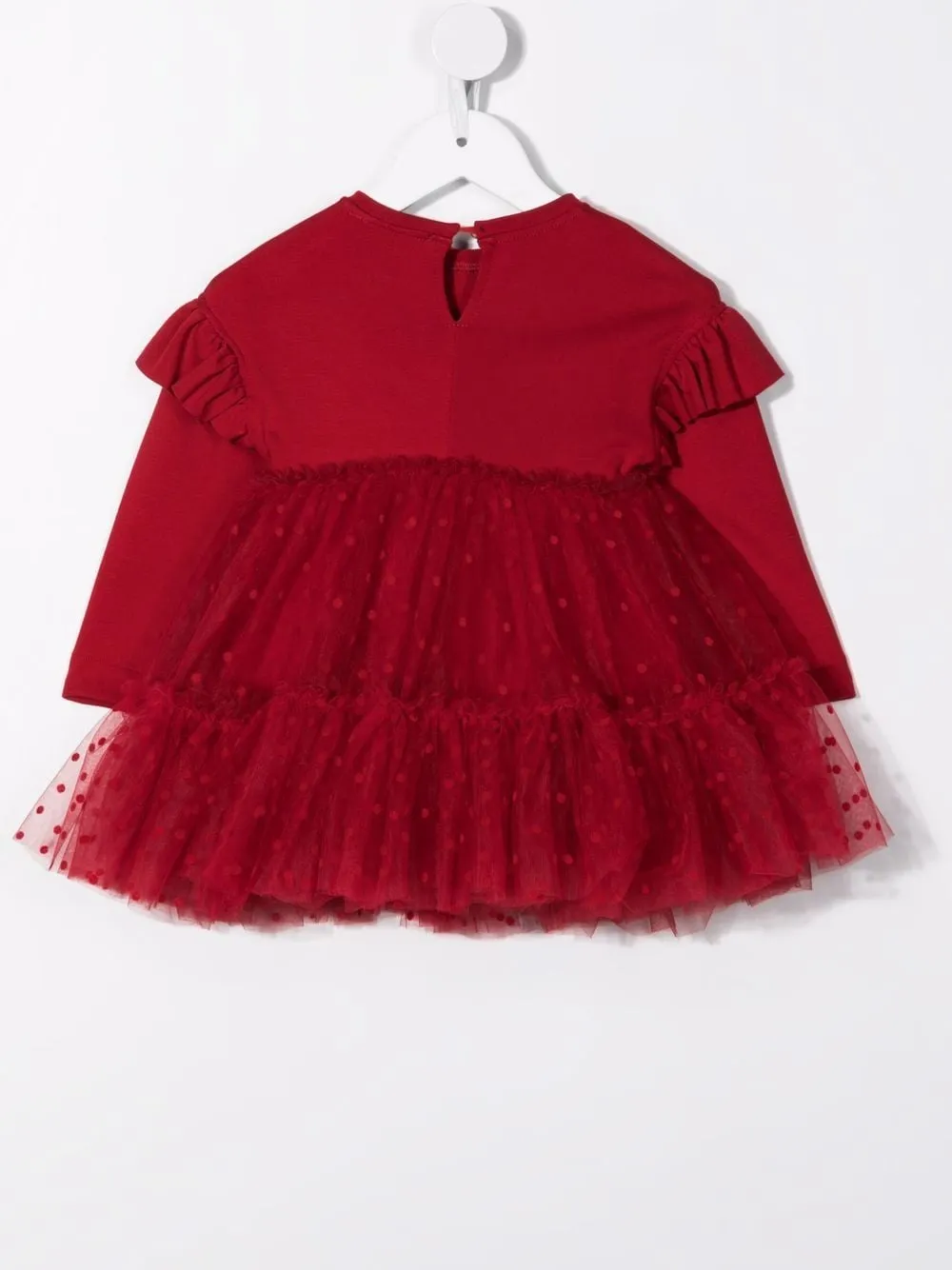 Monnalisa Long-Sleeved Tulle Panelled Dress