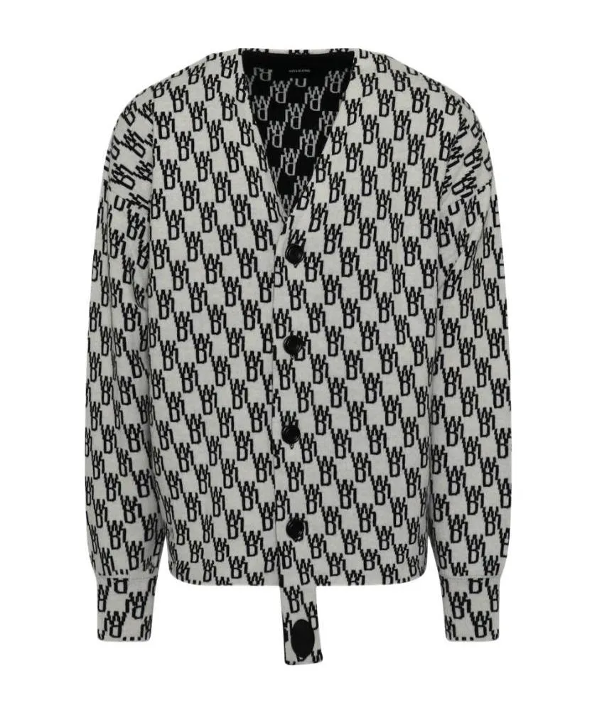 Monogram-Print Knitted Cardigan