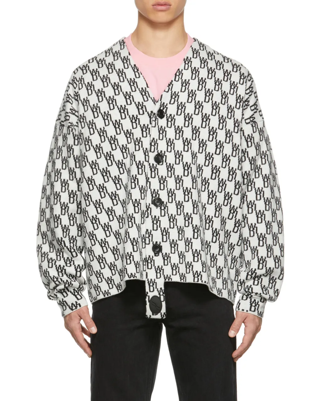 Monogram-Print Knitted Cardigan
