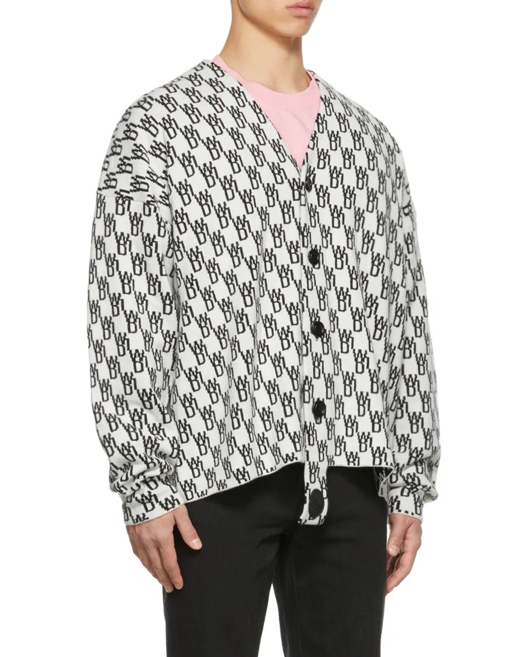 Monogram-Print Knitted Cardigan