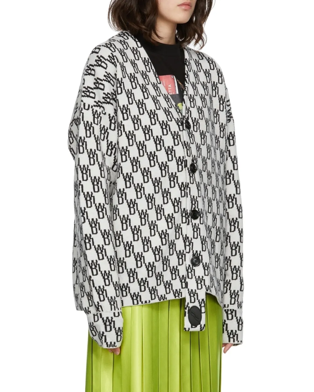 Monogram-Print Knitted Cardigan