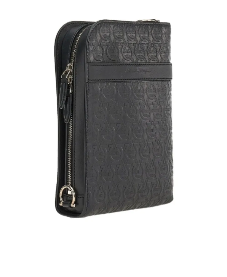 Gancini-Embossed Messenger Bag