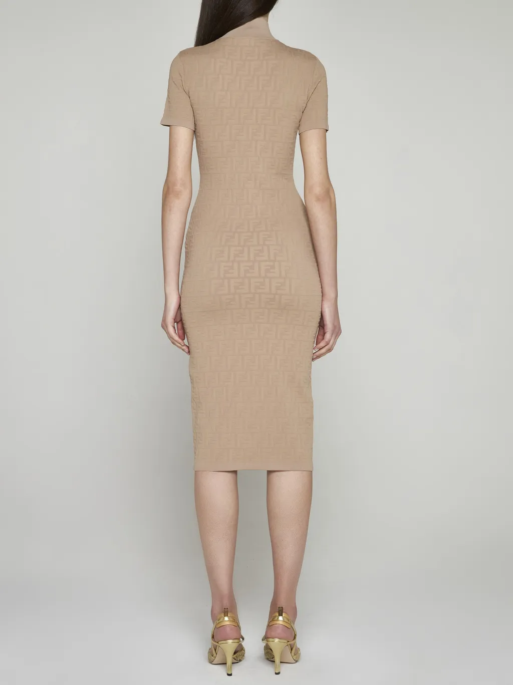 Fendi Monogrammed Turtleneck Dress