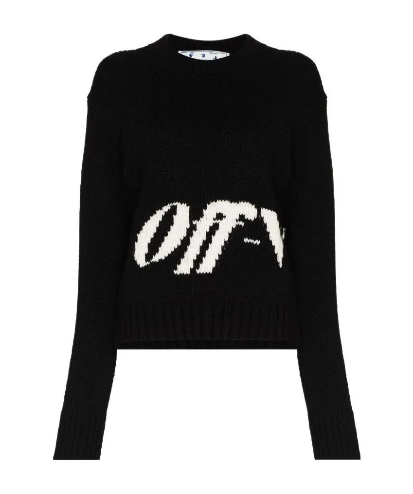 Off-White Logo Intarsia Knitted Jumper