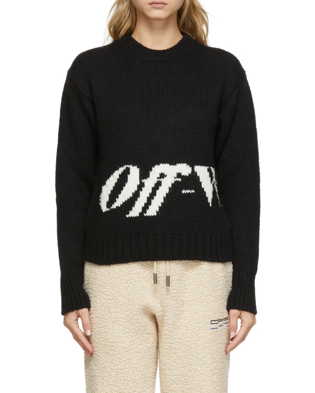Off-White Logo Intarsia Knitted Jumper