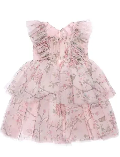 Monnalisa Floral Printed Ruffled Dress