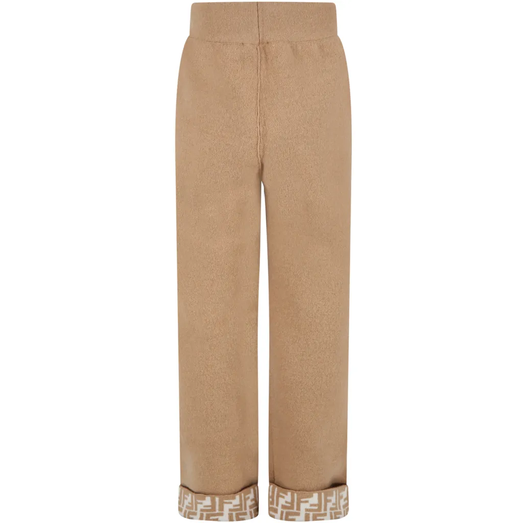 Fendi Kids Ff Logo High-Waisted Trousers