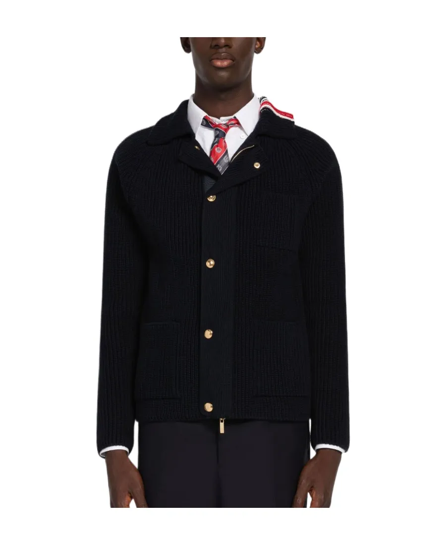 Ribbed-Knit Zip-Up Cardigan