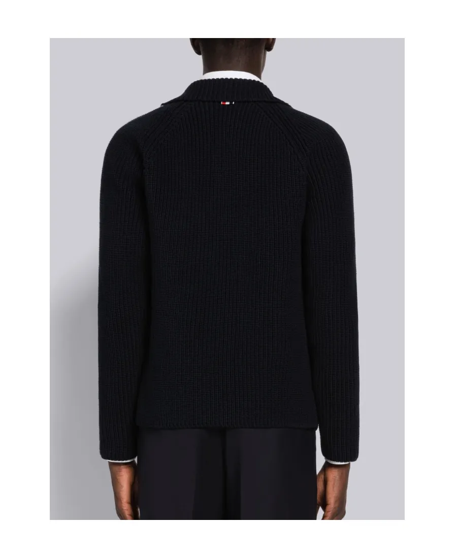Ribbed-Knit Zip-Up Cardigan