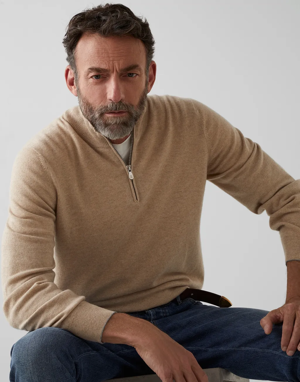 High Neck Zip Front Sweatshirt