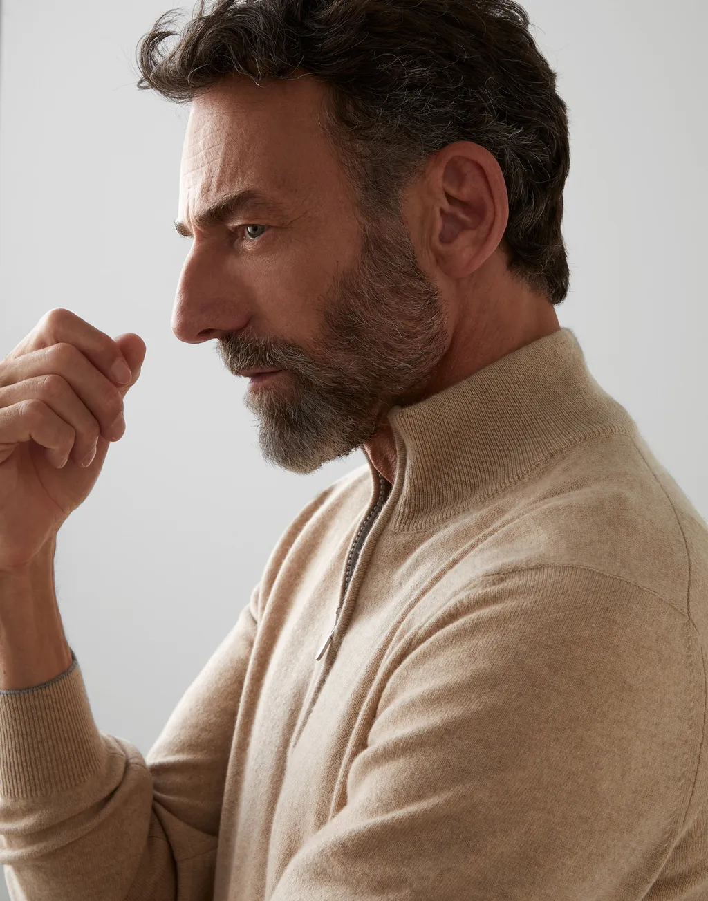 High Neck Zip Front Sweatshirt
