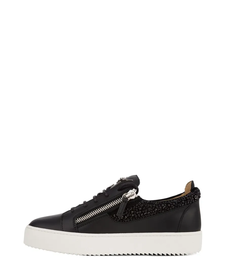 Black Crystal Embellished Sneakers