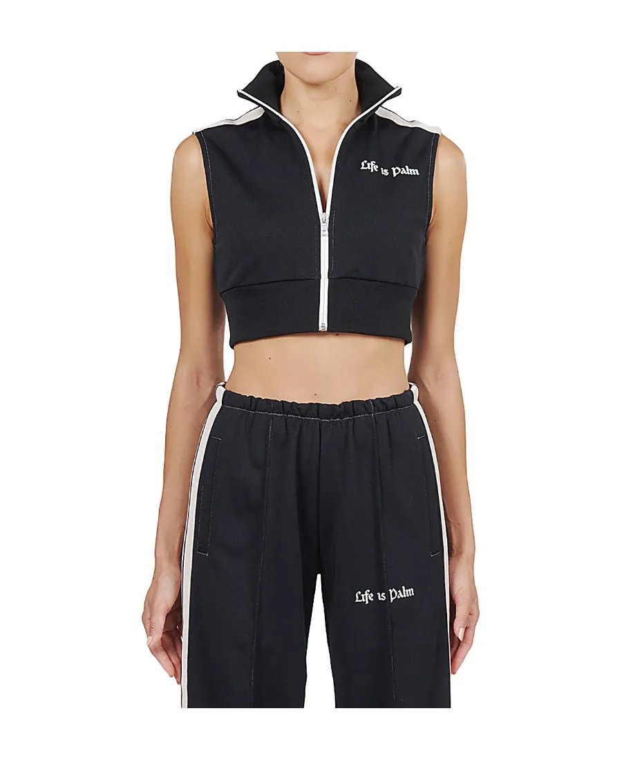 Logo-Print Cropped Gilet