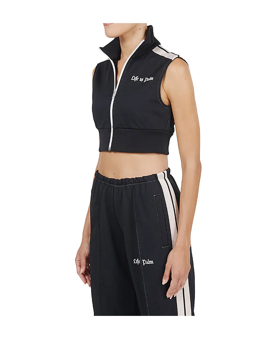Logo-Print Cropped Gilet