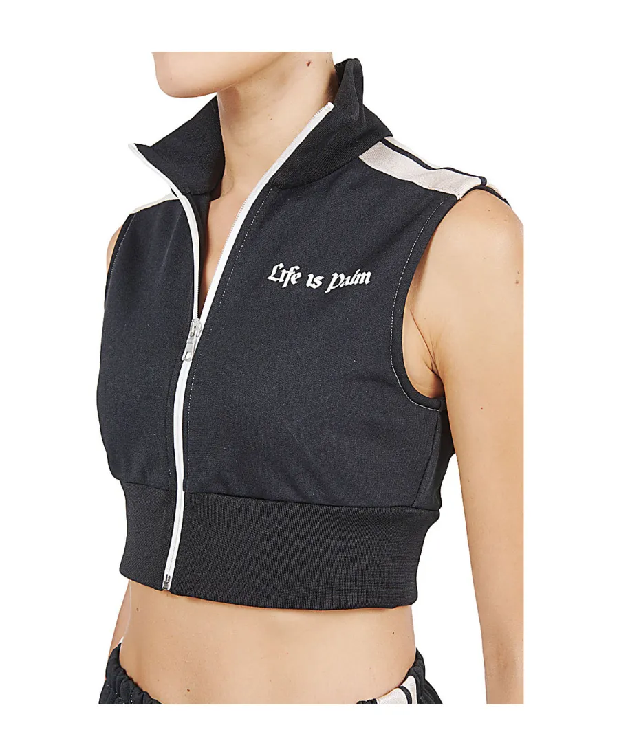 Logo-Print Cropped Gilet