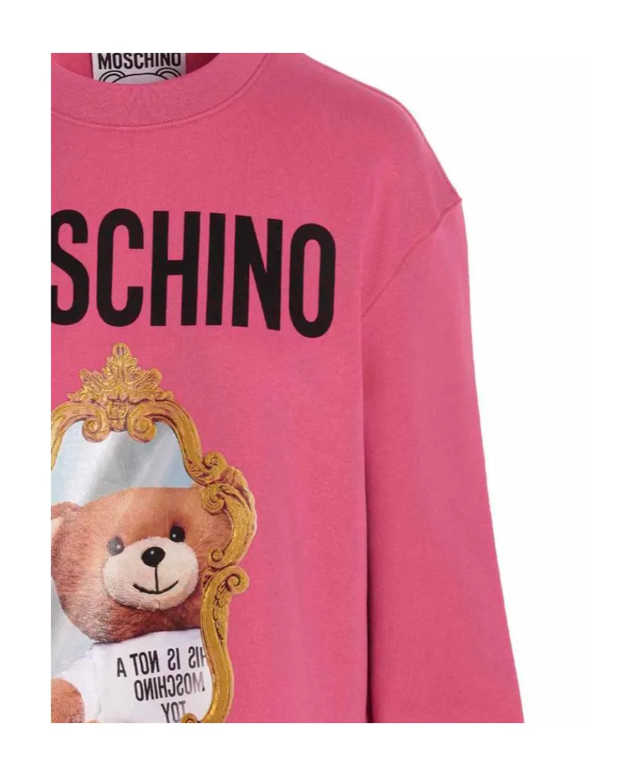 Teddy Bear-Print Sweatshirt Dress