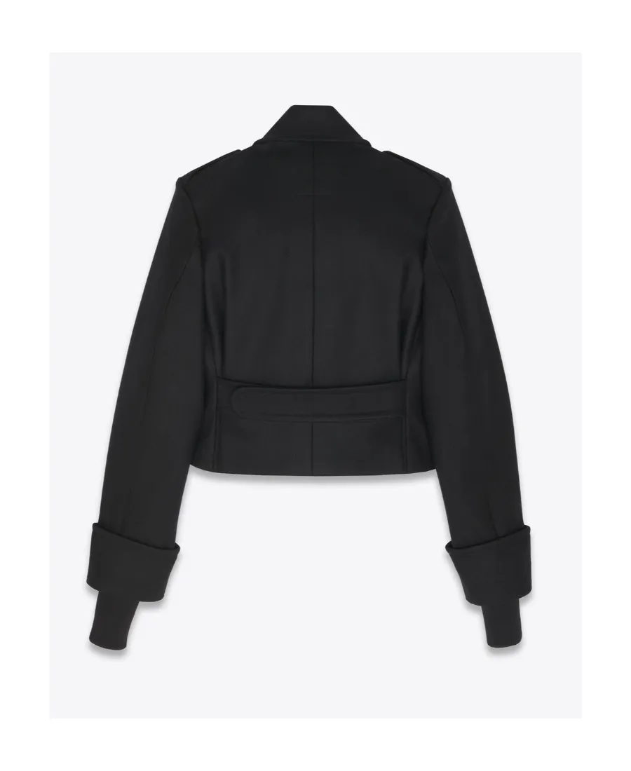 Military Coat In Wool Felt And Shearling