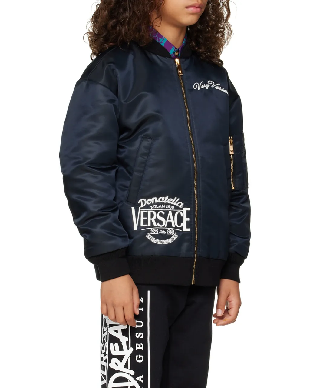 Embroidered-Logo Zip-Up Bomber Jacket