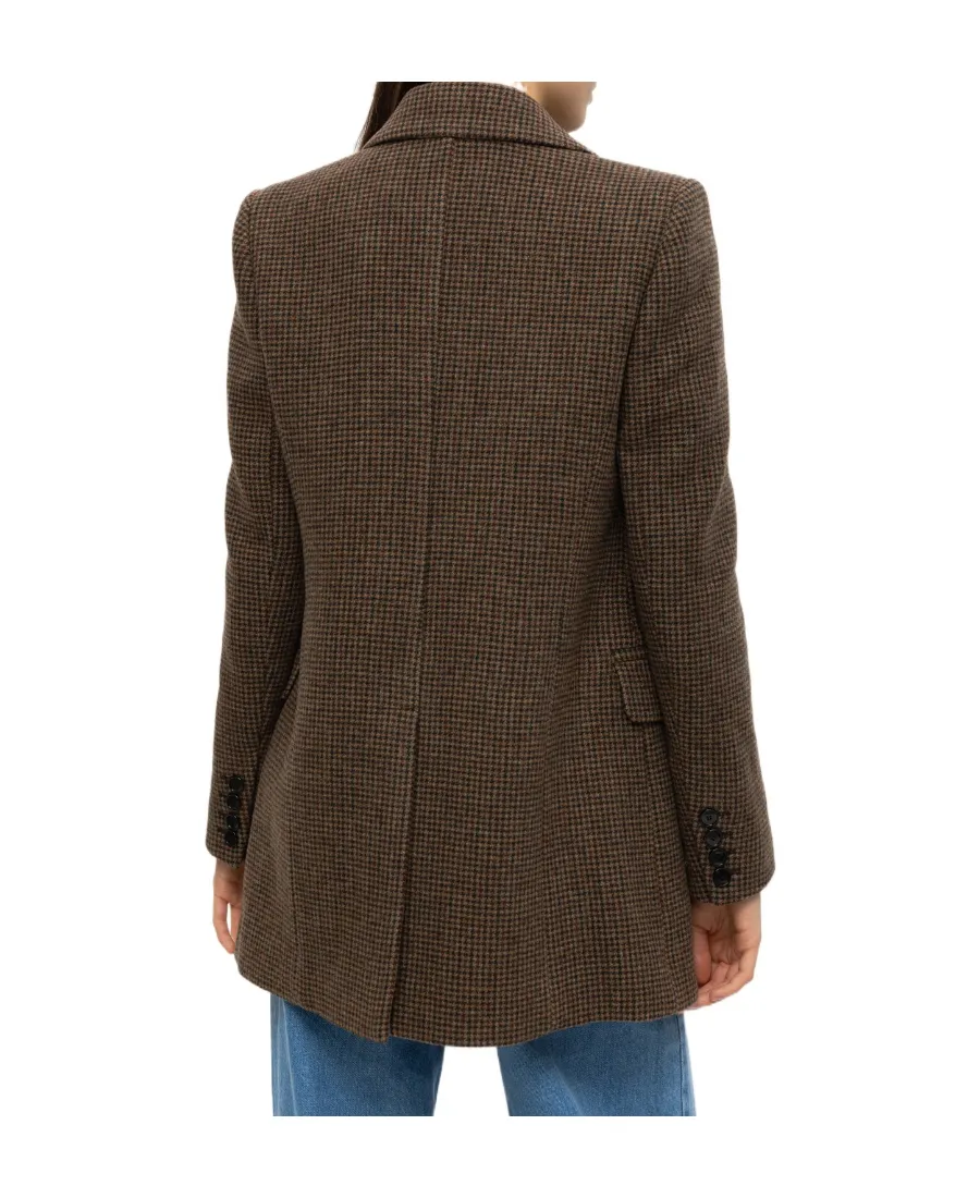 Checked Double-Breasted Suit Jacket