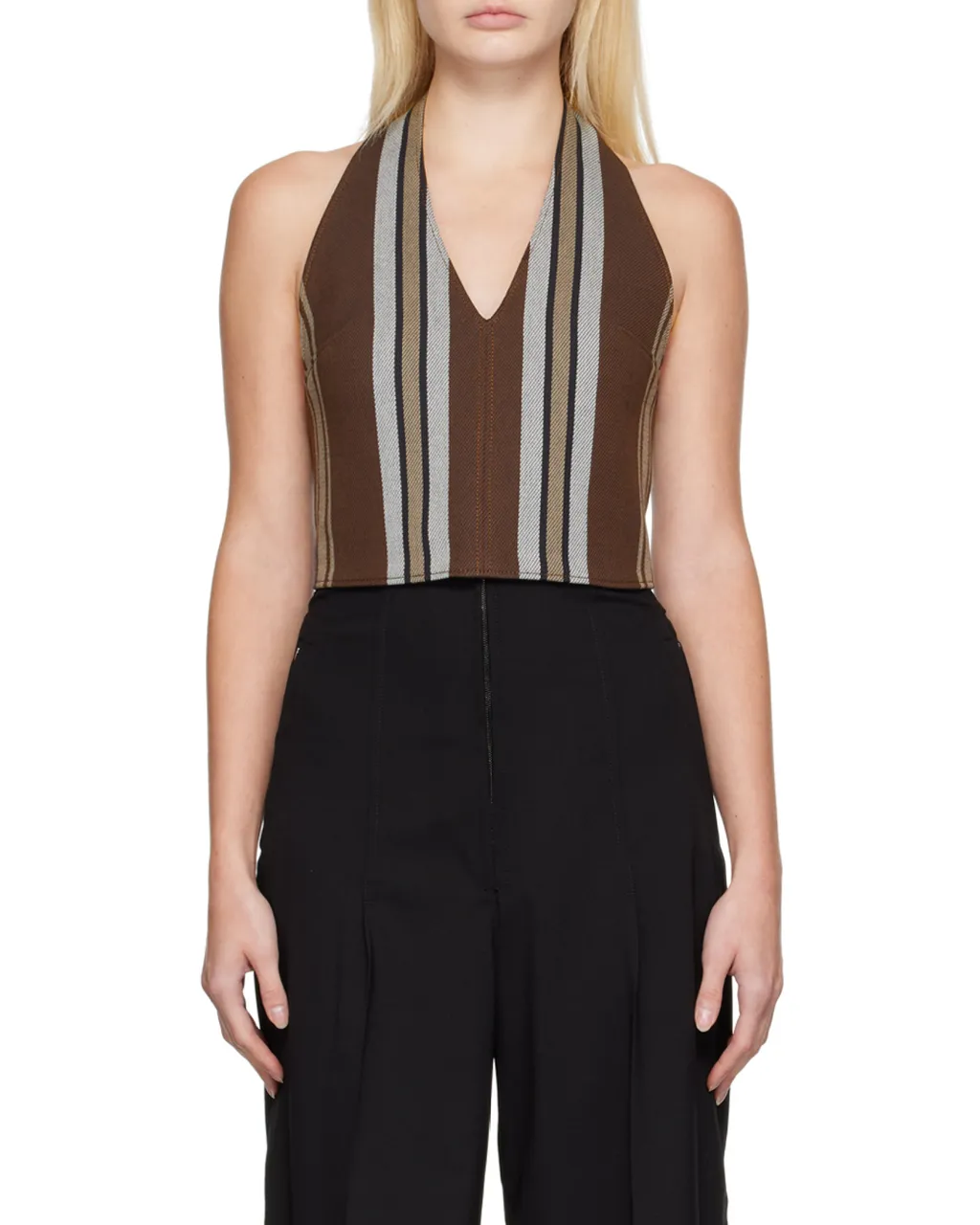 Striped Pattern Twill Vest