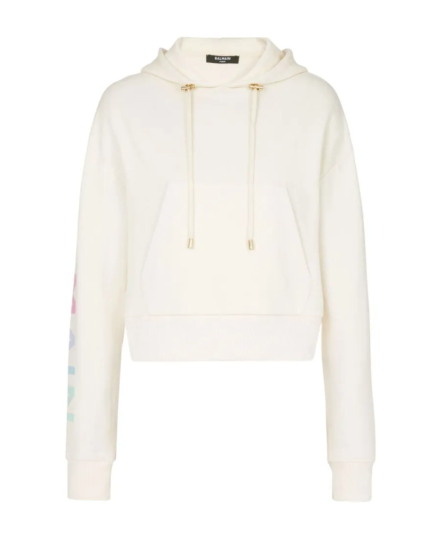 Cotton Printed Balmain Logo Sweatshirt