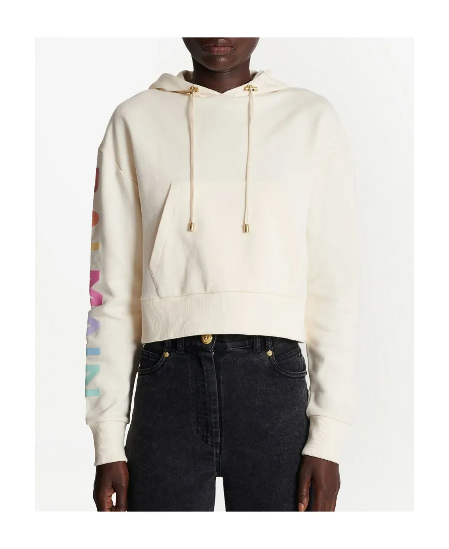 Cotton Printed Balmain Logo Sweatshirt