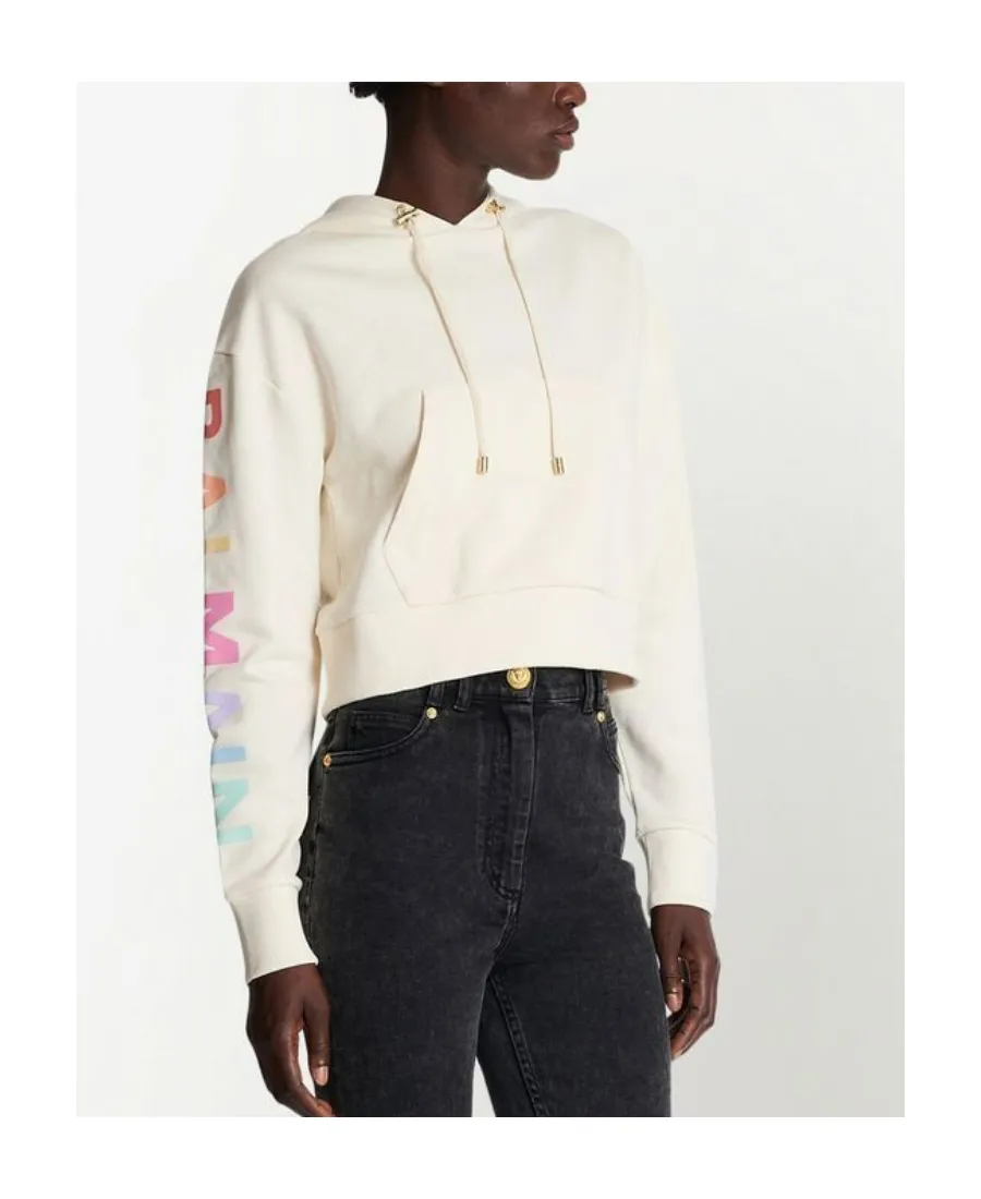 Cotton Printed Balmain Logo Sweatshirt