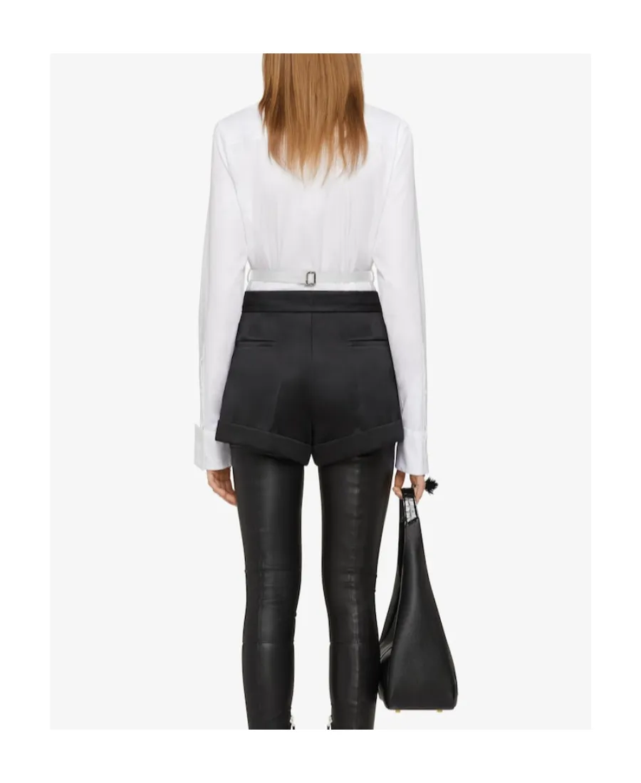 Givenchy Buckle Belt Collared Long-Sleeve Shirt