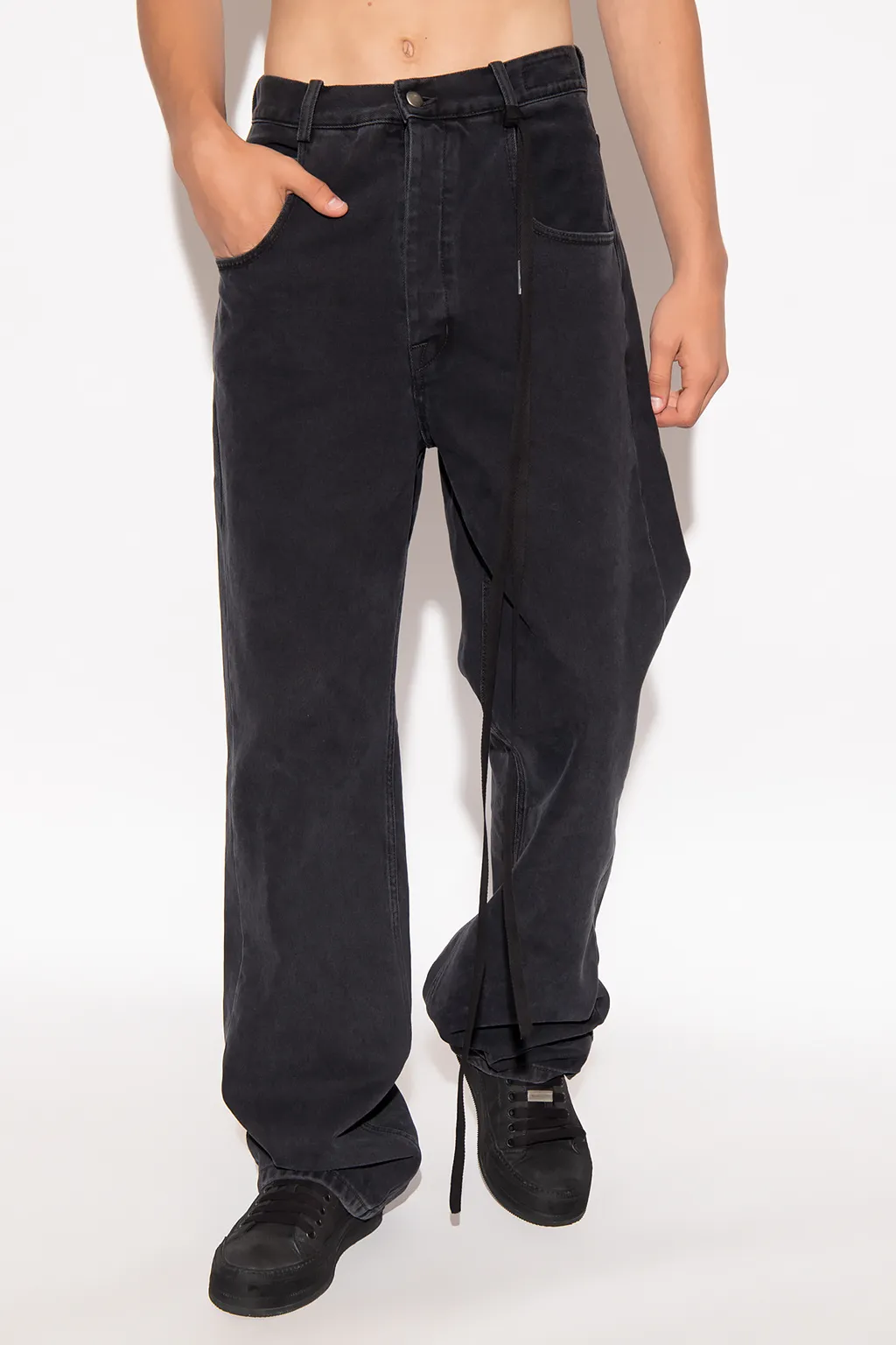 Ann Demeulemeester Straight-Leg Strap Detailed Jeans