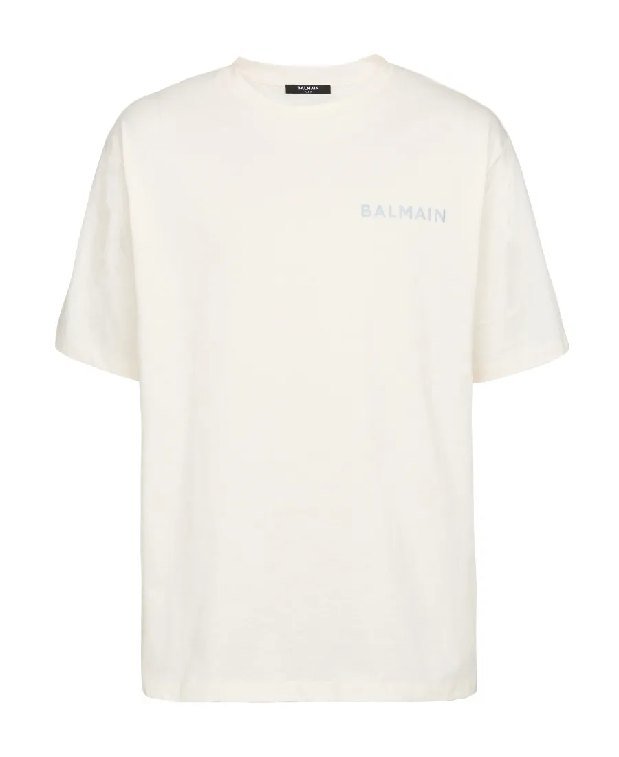 Cotton T-Shirt With Small Balmain Paris Logo